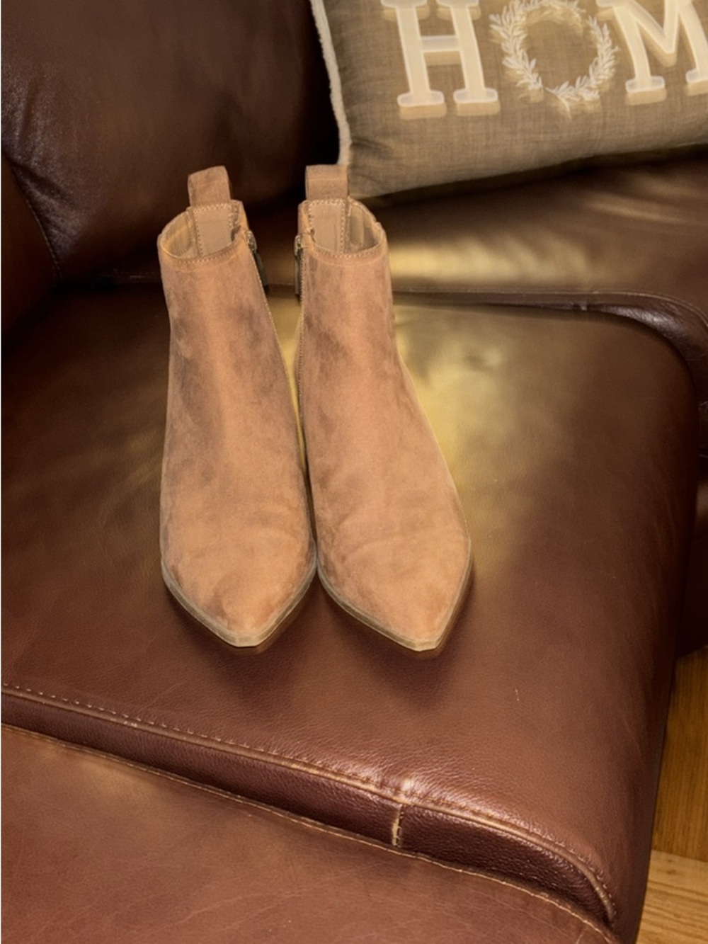 Universal Thread Tan Suede Pointed Toe Ankle Booties